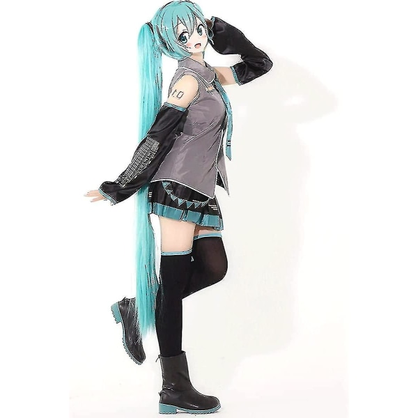 6 kpl/setti Hatsune Miku Cosplay-asu Naisten esitysnäyttely Fancy Dress Comic Suits Uniform Halloween-juhlat (FMY) 2XL