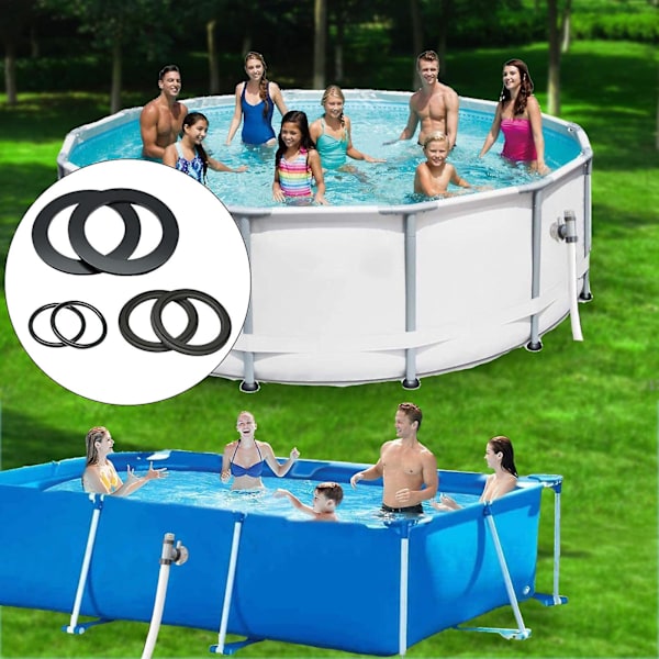 6 stk. Poolpakning Ring Professionel Udskiftning Rund Pool Plunger Ventil O-ring Gummitætning Swimmingpool Tilbehør Kaesi Black