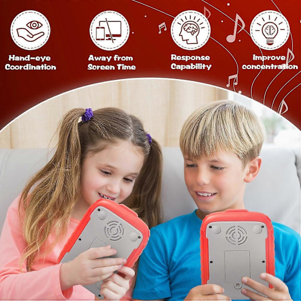 Rytmspelmaskin, Snabb Push Pop-spel Pop it-spel Handhållen pusselspelmaskin med musik & ljus, Fidget-leksak för barn 3 4 5 6 7 8 9 (Blå) Red