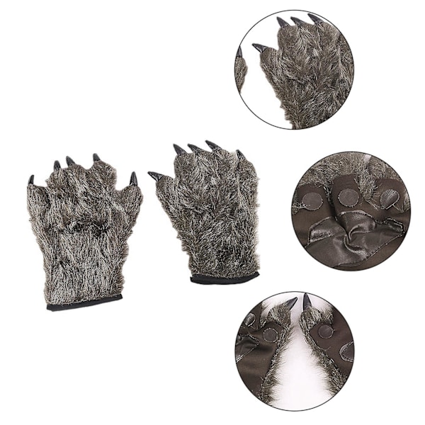 Werewolf-asu Wolf Claws -hanskat Halloween-cosplay-asuun Juhliin Ruskea