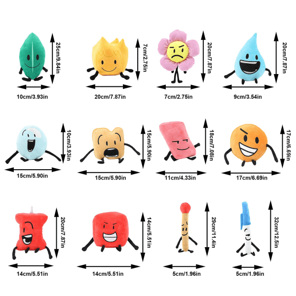 Battle For Dream Island Plussj, Bfdi Plussjdyr Fyllte Dukker For Barn Gutter Jenter Bursdag (FMY) Style 10