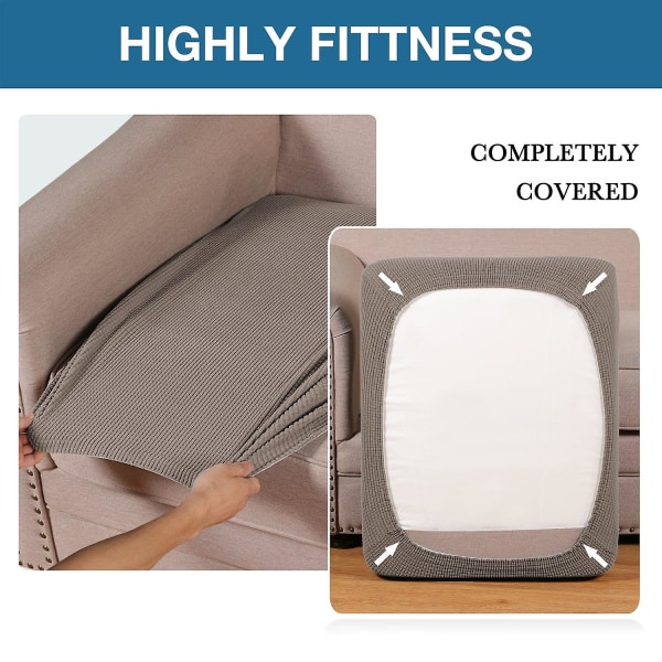 Högstretch sätesdynöverdrag soffa kudde möbelskydd med elastisk botten för 1/2/3-sits, taupeBY 1 seater
