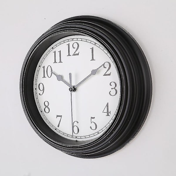Tyst Väggklocka Kök 9 Tum Retro Tick-Free Dekorativ Sovrum Kontor Väggklocka Black