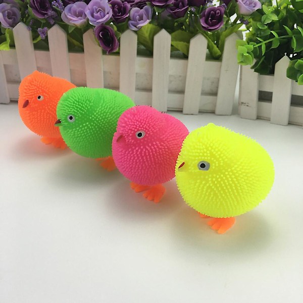 Haloppe Søde Kyllinger Squidgy LED Blinkende Pufferbold Klem Stresslindrende Legetøj til Børn Random Color