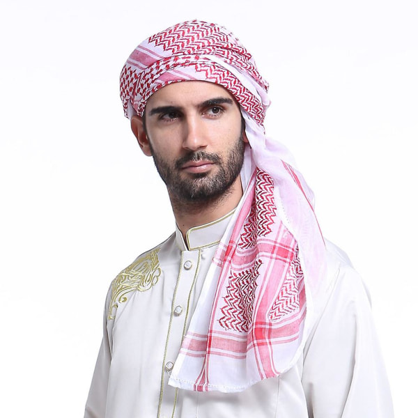 Men Head Scarf Islamic Printed Scarf Turban Arabic Head Cover Headcloth