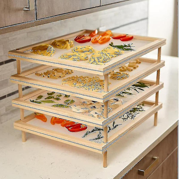 Træpasta urte tørrestativer Multipurpose 2-lags fødevare-tørrestativ holder Praktisk Double Layer