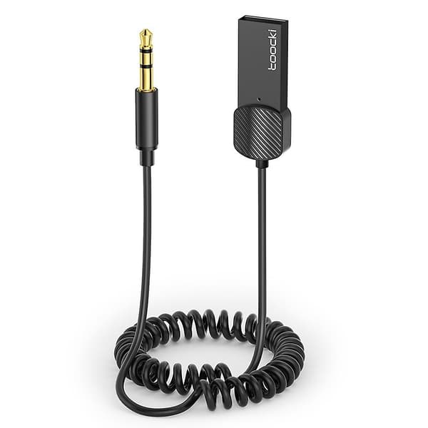 TOOCKI TQ-BT01 Bil Bluetooth 5.0 Adapter Aux USB til 3.5mm Input Receiver - Sort [DB]