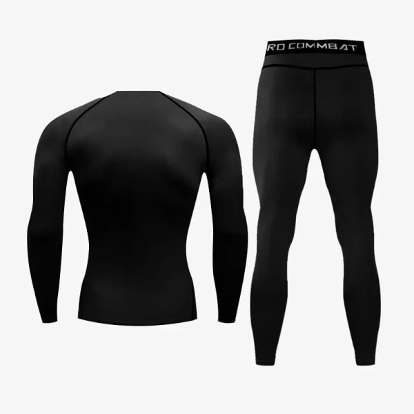 Sportsdräkt Ny Herr Kompression Löpset Andningsbar Tight Träning Basket Rashguard Träningsoverall Man 2 Delar Set Kläder Black XXL66-74KG