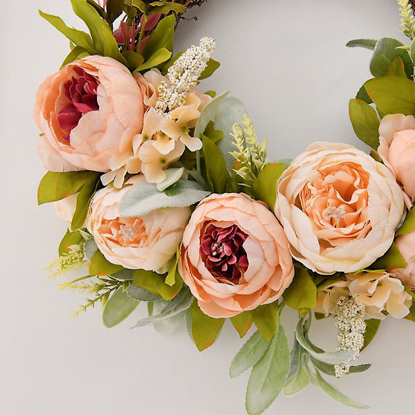 Ny Kunstig Peon Krans Peon Blomsterkrans Forår Sommer Kranser Vinranke Krans Grønne Blade green