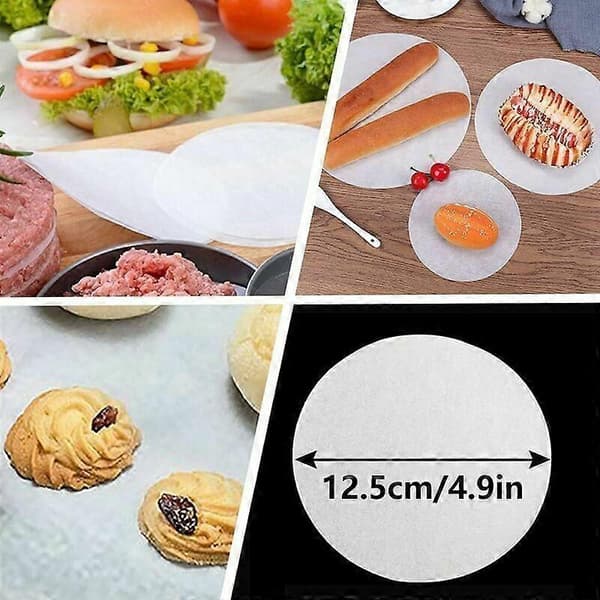 500 ark non-stick papper, diameter 12,5 cm, strimlat biffpapper, burgerplatta