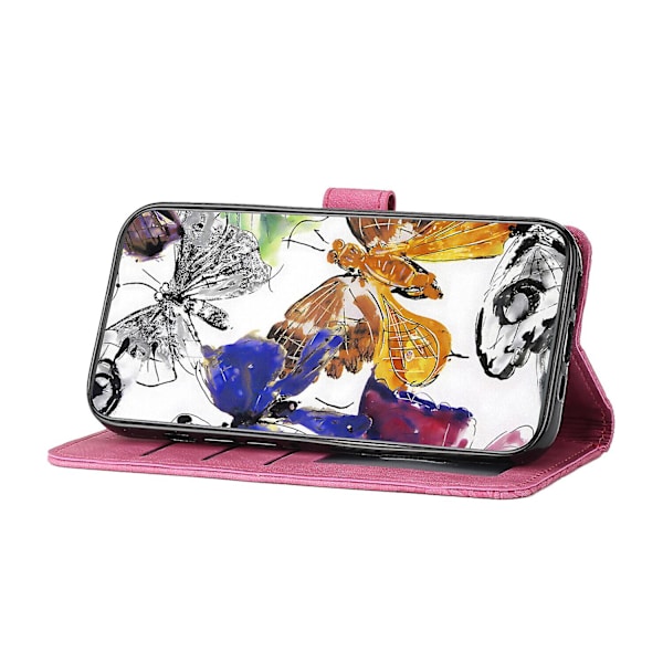 Kompatibel med Samsung Galaxy Note 9 Embossed Butterfly Case med pung og kickstand cover [DM] Rose
