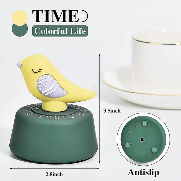 Kjøkkentimer Mekanisk Opptrekk 60 Minutter Timer Søte Dyr Koketimer For Barn Tidsstyring, Baking Yellow Bird
