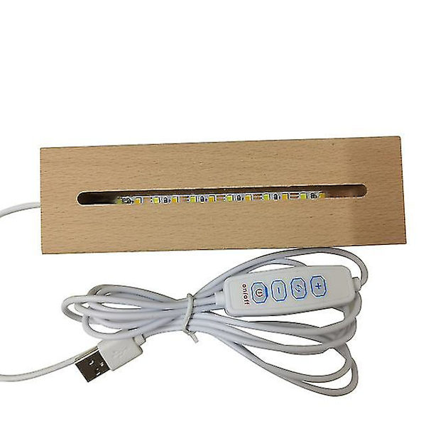 Rektangulär Massiv Bokträ LED-Bas för Hartsbokstavslampa Akryl Glas Hartskonst Trä Ljusvisningsbas LED-Stativ Dropship Three-tone Light