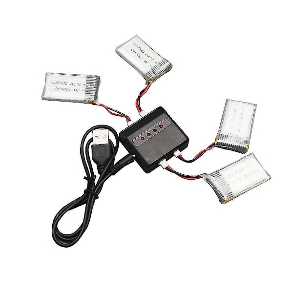 4 stk. 3,7v 500mah Genopladeligt Lipo Batteri Med Oplader Til Syma X5c / X5sc Rc Quadcopter