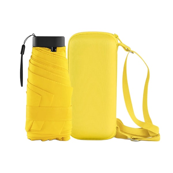 Litet paraply Lättvikts Solparaply Vattentätt Regnsäkert Kompakt Paraply För Män Kvinnor Vikbart Paraply För Vandring Promenader Utomhus Yellow