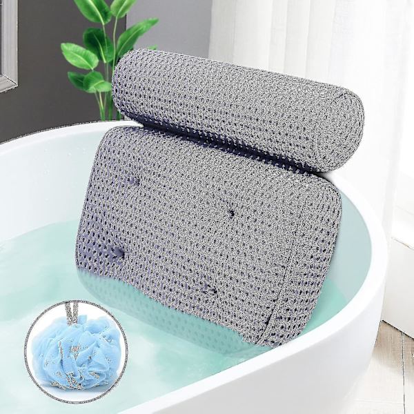 Badkudde Spa Badkar Ergonomisk För Kar Nacke Huvud Axlar Kuddar Stöd Kudde Huvudstöd Lyxig Mjuk 3D Mesh B-Dark blue