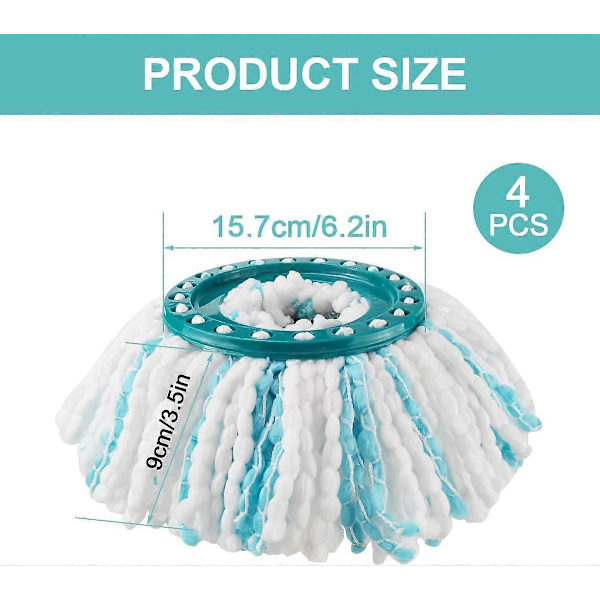 Leifheit Clean Twist Disc Mop Micro Set -vaihtopäät (4 kpl), 2-kuitujärjestelmä pyöreälle lattiamopille, yhteensopiva Leifheit Clean Twist M -mopin kanssa