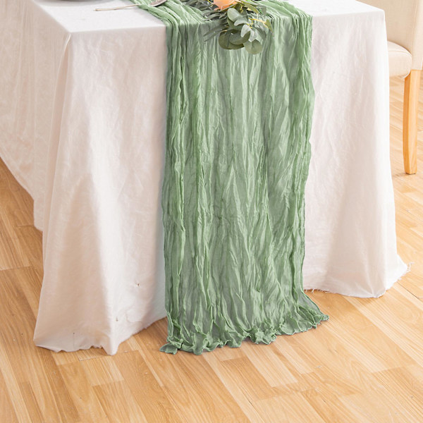 4m Gaze-løper til bryllup, bordløper i cheesecloth, Rustikk styling Green
