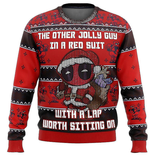 Deadpool Jolly Red Guy Fultjäckt Jultröja Jultröja Present Tomte Pullover Herrar 3d Tröja Och Topp 1 4XL