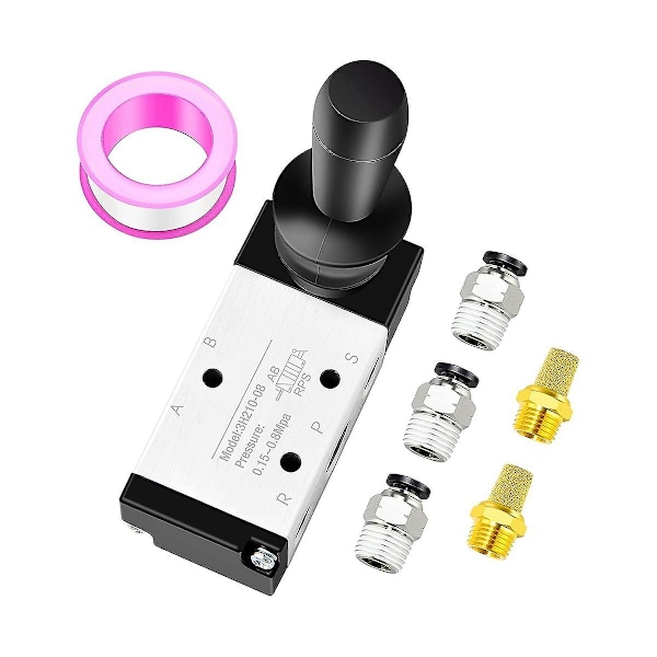 1/4 tommer Npt 5-vejs 3-positions luft håndtag betjent ventil pneumatisk magnetventil manuel kontrol As Shown