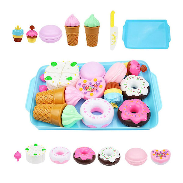 Lasten hauska simuloitu syntymäpäiväkakku lelu muovikasti leikkimiseen Assorted Color 27X18.5CM