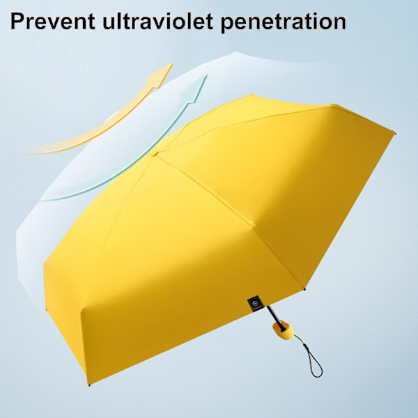 Foldbar Paraply Vindtæt UV-Beskyttelse Kompakt 6 Ribber Forstærket Solparaply Til Udendørsaktiviteter JunmaiBY Yellow