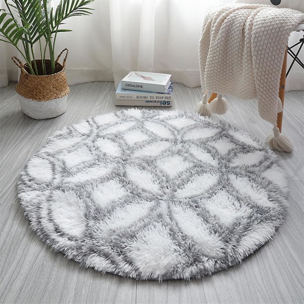 Runde tepper Myke Komfortable Fluffy Shaggy Høyhaug Tepper For Stue Soverom White Circle Diameter 160cm