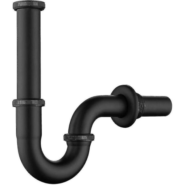 Sink Drain Matte Black, Universal Brass Drain With Extra Long Extension Tube And Wall Mounted, 1 1/4 X 32mm U Design Sinkom Sink