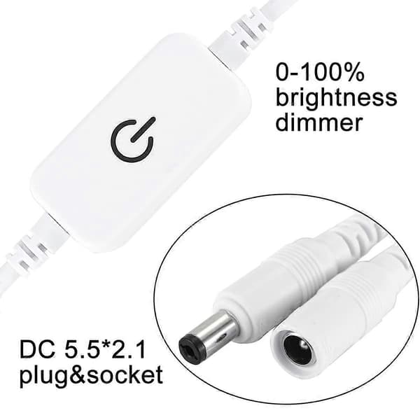 2 st 12-24V 4A Enkelfärgad LED-strip Ljusstyrka Kontroller På/Av In-Line Touch Switch DC Mini LED Touch Switch (Vit) [DB]