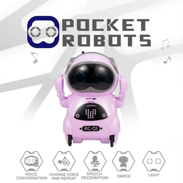 Lomme RC Robot Snakkende Interaktiv Dialog Stemmegjenkjenning Opptak Syngende Dansende Fortellende Historie Mini RC Robot Leker Gave Pink