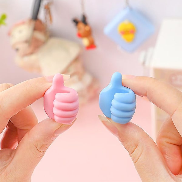 Luova Peukku Ylös -muotoinen Hauska USB-kaapeliteline Seinäkoukkupidike SHYTMV blue 5 PCS