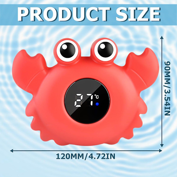 Baby Badetermometer, Badevandstemperaturmåler, Led Badetermometer, Baby Badelegetøj, Baby Bad og TermometerBY Red Crab