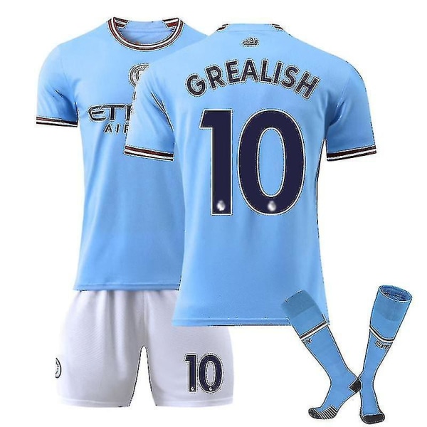 Haaland 9 Jersey Hemma 2022-2023 Ny säsong Manchester City Fc Fotboll T-shirts Set 22 23 Grealish 10 Kid28(150-160cm)