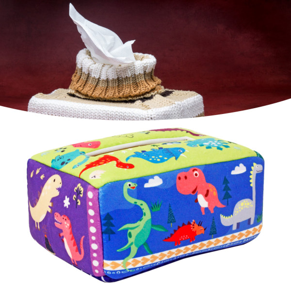 Baby Tissue Box Toy - Fargerike inspirerte sensoriske leker Tissue Box Læring leker for småbarn spedbarn Dinosaur Type