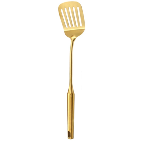 6 kpl Ruostumattomasta Teräksestä Valmistettu Keittiövälineiden Sarja Kultaisen Keiton Lusikkakauhan ja Spatulan kanssa Ruostumaton Moderni Keittiöväline Sileällä Pinnalla Set1 Slotted Spatula