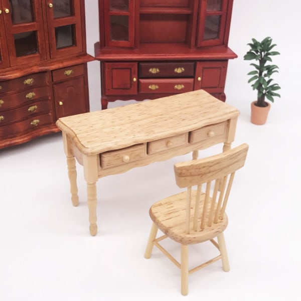 Miniature Furniture Model Wooden Desk Table for 1:12 Doll House Living Room Accessory