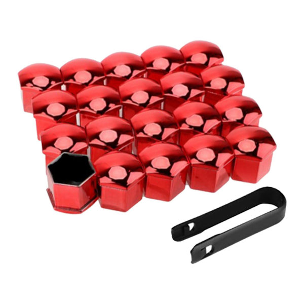 20 stycken bilhjulsmutterlock, rostskyddande fälglock, hjulmuttrar, silver, 17 mm Red 19mm Optional