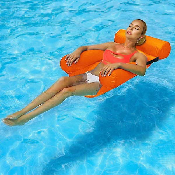 Stol Pool Sits Swimming Flytande Vatten Säng Lounge Stolar Pool Float Uppblåsbar Vatten Hängmatta Orange