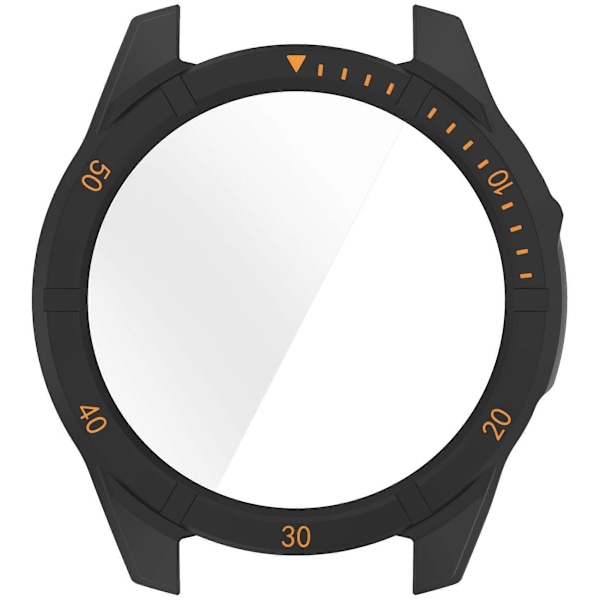 Urkasse i PC-ramme til Garmin Fenix 8 51mm med hærdet glas skærmbeskytter Black Orange