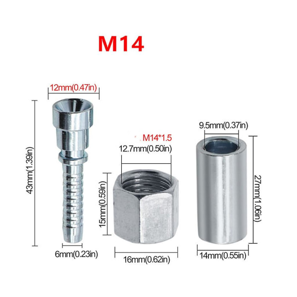 Trykkvaskerslangekoblingsadaptersett Hurtigkobling M22 til 1/4\" Kobling M14 notch