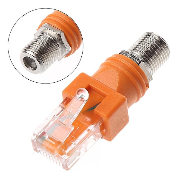F Hon till RJ45 Han Koaxial Tunnkopplingsadapter RJ45 till RF-kontaktkonverterare