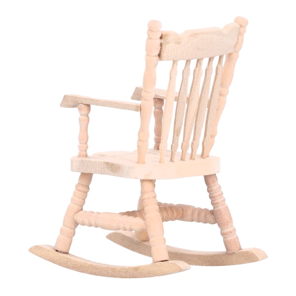 1:12 Miniature Rocking Chair Cute Wood Rocker Furniture Toy Dollhouse AccessoriesBurlywood