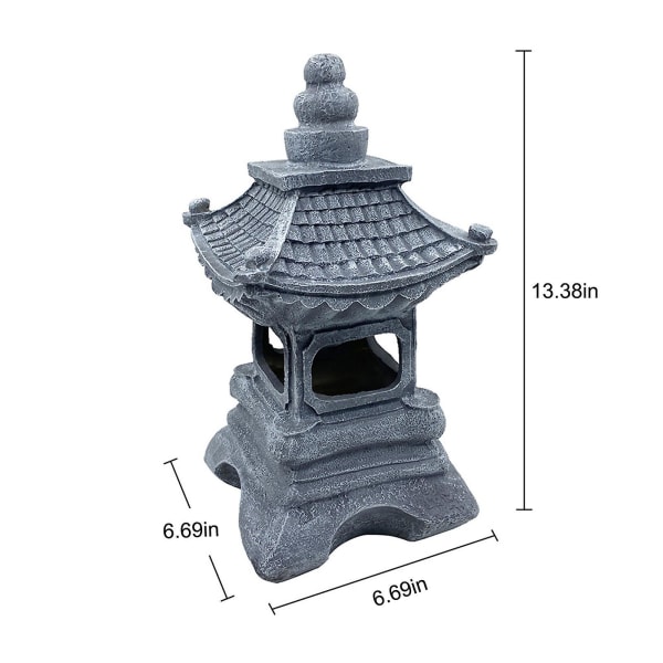 Solcellelys Udendørs Pagode Havefigur, Solcellefigur Havedekoration, Udendørs Havelygte, Led Havelys Med Simuleret Pagode ClearanceBY Gray Free Size