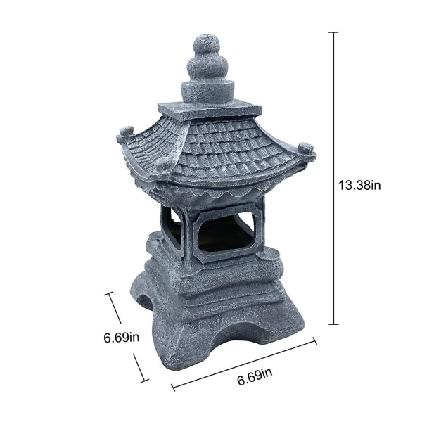 Solcellelys Udendørs Pagode Havefigur, Solcellefigur Havedekoration, Udendørs Havelygte, Led Havelys Med Simuleret Pagodeudsalg Gray Free Size