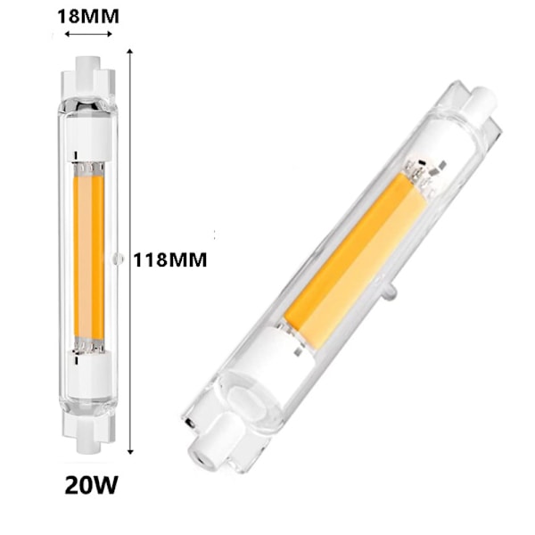 Erittäin himmennettävä ja välkkymätön R7S vaakasuora pistotulpallinen lamppu kaksisuuntainen lamppuputki - 118 mm, 220 V, 2 kpl