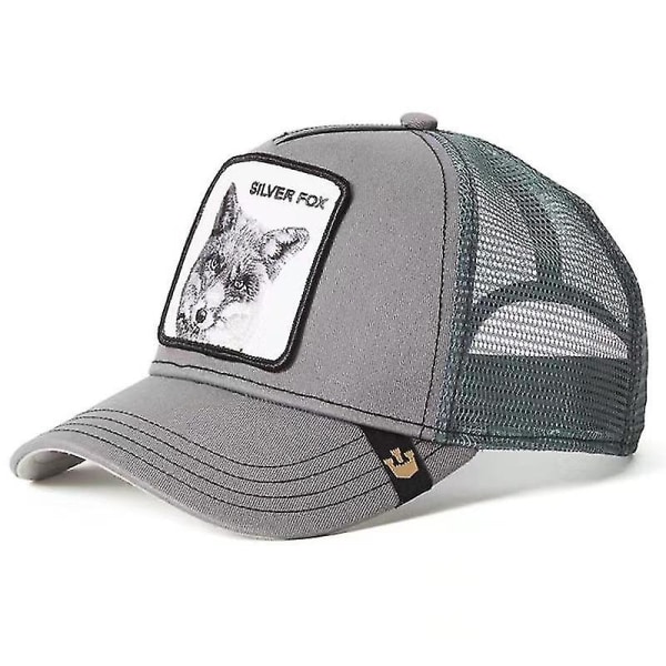 Gårdsdjur Trucker Baseball Cap Hatt Mesh Style Män Kvinnor Hip Ho Silver Fox