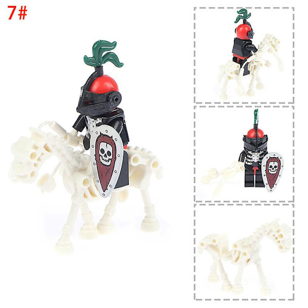 Halloween Skelettriddare Byggklossar Soldat Häst Montering Leksak 7#