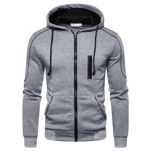 Herre hettegenser svart hvit armygrønn rød hettefarget blokk fleece kul casual vinterklær klær hettegensere sweatshirts Gray S