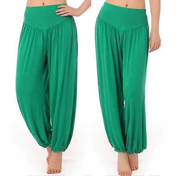 Julegave Yoga Ali Baba Baggy Harem Bukser Aladdin Bloomers Casual Dansebukser for Kvinner Green L