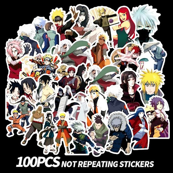 100 st Cartoon Anime Naruto Dekaler för Skateboard, Resväska, Gitarr, Laptop Multicolor 100 Pcs
